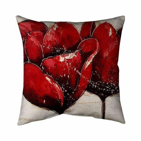 BEGIN HOME DECOR 26 x 26 in. Red Tulips Closeup-Double Sided Print Indoor Pillow 5541-2626-FL86
